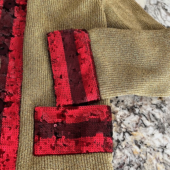 Gucci Gold/Red Lurex Hooded Jacket with Sylvie Sequins - Picture 4 of 16